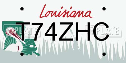T74ZHC Louisiana License Plate