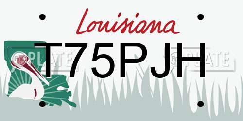 T75PJH Louisiana License Plate