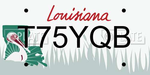 T75YQB Louisiana License Plate