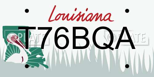T76BQA Louisiana License Plate