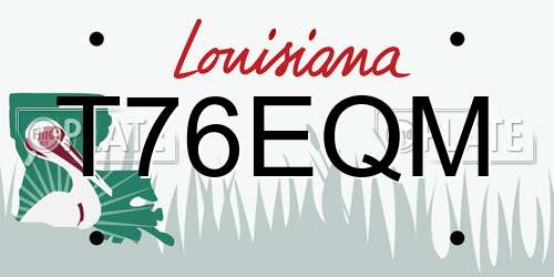 T76EQM Louisiana License Plate