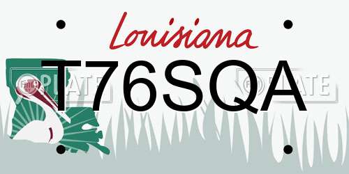 T76SQA Louisiana License Plate