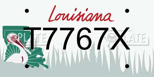 T7767X Louisiana License Plate