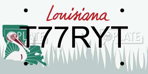 T77RYT Louisiana License Plate