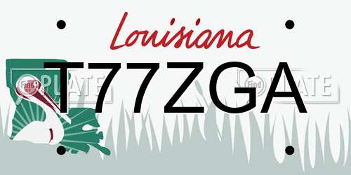 T77ZGA Louisiana License Plate