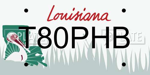 T80PHB Louisiana License Plate