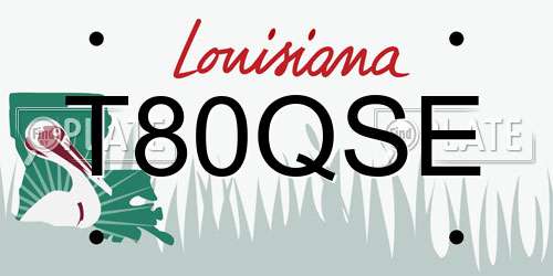 T80QSE Louisiana License Plate