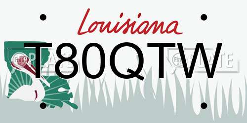 T80QTW Louisiana License Plate