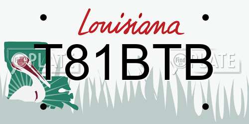 T81BTB Louisiana License Plate