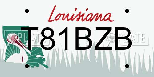 T81BZB Louisiana License Plate