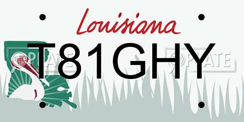 T81GHY Louisiana License Plate