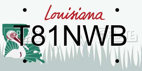 T81NWB Louisiana License Plate