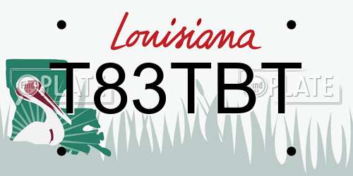 T83TBT Louisiana License Plate