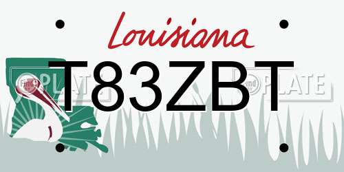 T83ZBT Louisiana License Plate
