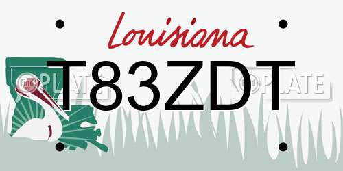 T83ZDT Louisiana License Plate