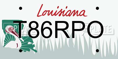 T86RPO Louisiana License Plate