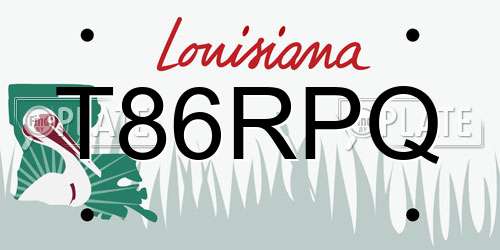 T86RPQ Louisiana License Plate