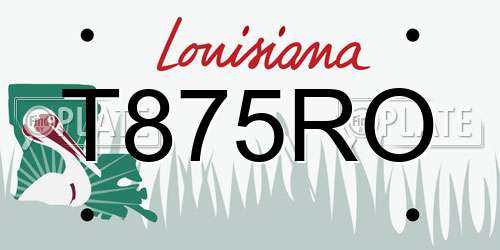 T875RO Louisiana License Plate