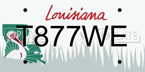 T877WE Louisiana License Plate