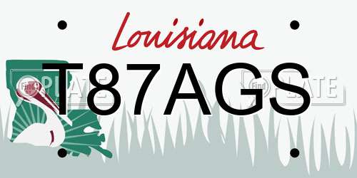 T87AGS Louisiana License Plate