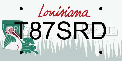 T87SRD Louisiana License Plate
