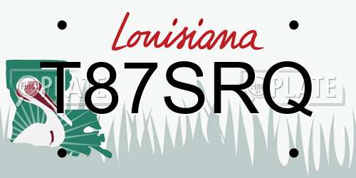 T87SRQ Louisiana License Plate