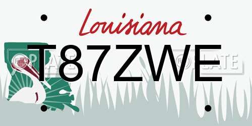 T87ZWE Louisiana License Plate