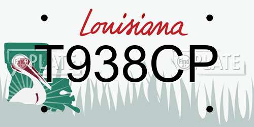 T938CP Louisiana License Plate
