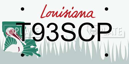T93SCP Louisiana License Plate