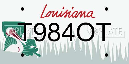T984OT Louisiana License Plate