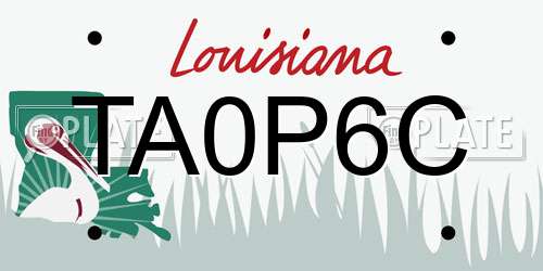 TA0P6C Louisiana License Plate