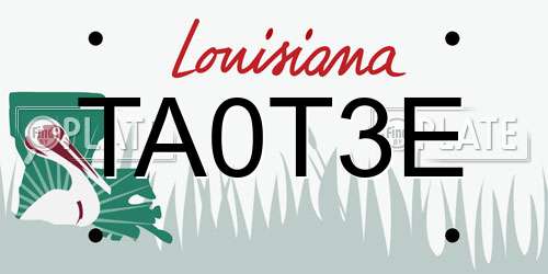 TA0T3E Louisiana License Plate