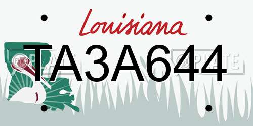 TA3A644 Louisiana License Plate