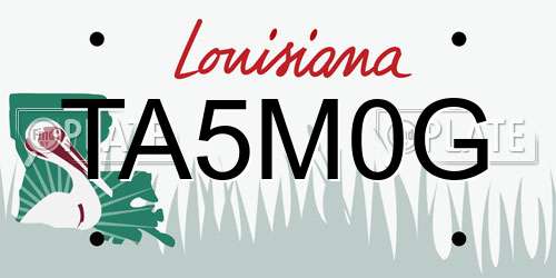 TA5M0G Louisiana License Plate