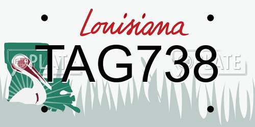 TAG738 Louisiana License Plate