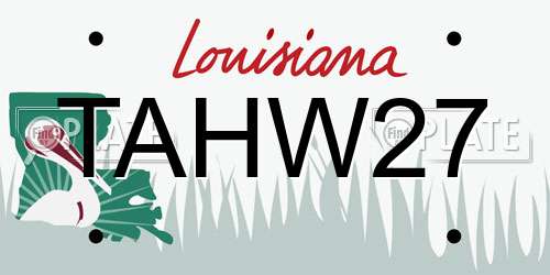 TAHW27 Louisiana License Plate