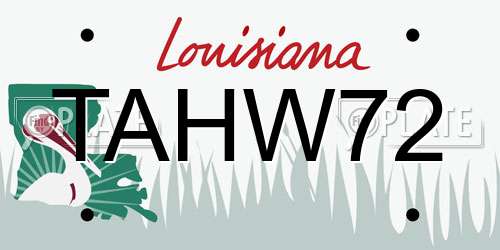 TAHW72 Louisiana License Plate