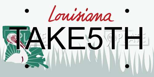 TAKE5TH Louisiana License Plate