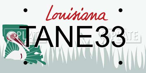 TANE33 Louisiana License Plate