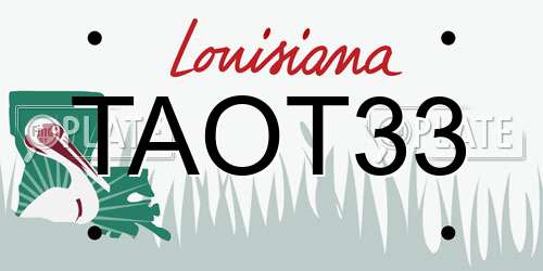 TAOT33 Louisiana License Plate