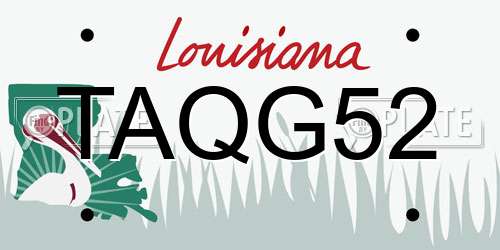 TAQG52 Louisiana License Plate