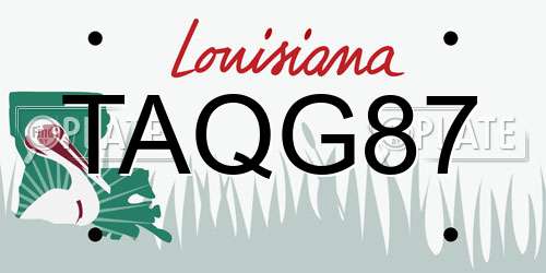 TAQG87 Louisiana License Plate