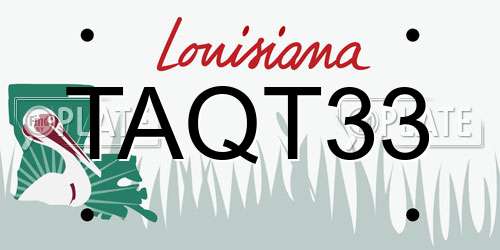 TAQT33 Louisiana License Plate