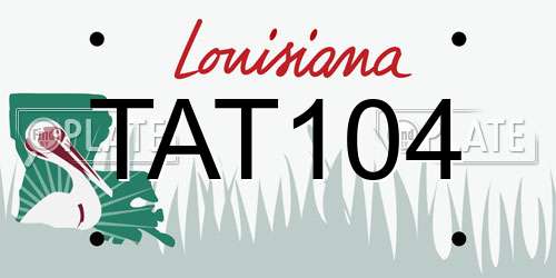 TAT104 Louisiana License Plate