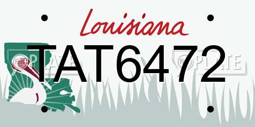 TAT6472 Louisiana License Plate
