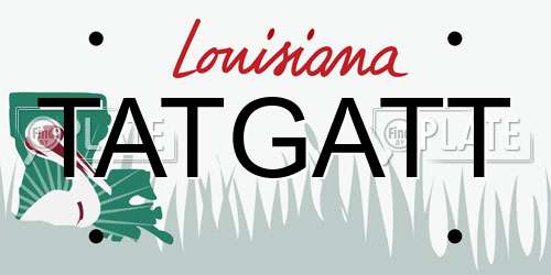 TATGATT Louisiana License Plate