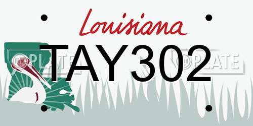 TAY302 Louisiana License Plate