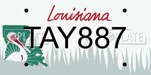 TAY887 Louisiana License Plate