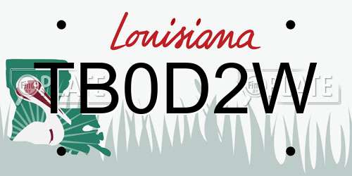 TB0D2W Louisiana License Plate