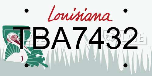 TBA7432 Louisiana License Plate